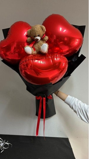 3'lü KALPLİ BALON BUKETİ